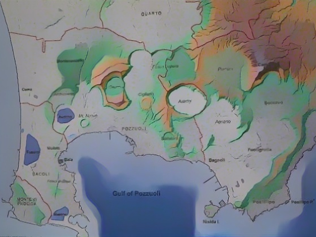 На карте Национального института геофизики и вулканологии показаны его масштабы.