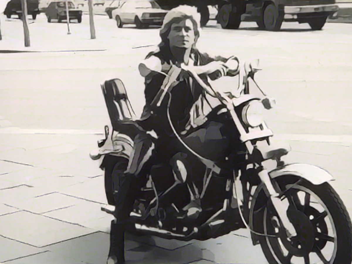 Klaus Barkowsky in Zuhälter-Jahren. Neben Lamborghini fuhr er auch gern Motorrad