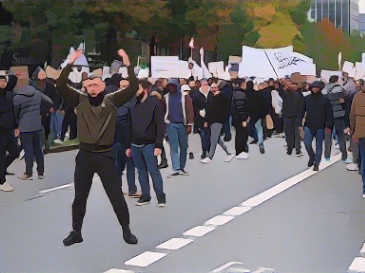 На гамбургской улице Штайндамм среди демонстрантов собрались и ненавистники евреев