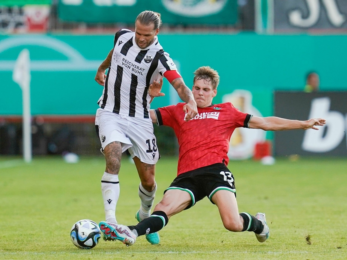 Nach einem torreichen Spiel bezwang das Sandhausen-Team um Dennis Diekmeier (l) Hannover im Elfmeterschießen.