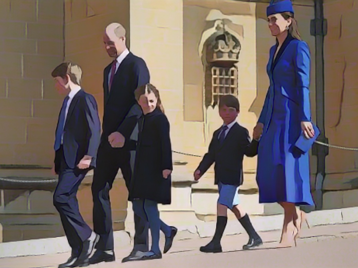 Alle in Blau: Auch die Kinder George, Charlotte und Louis (v.l.) sind nicht vor der Lieblingsfarbe ihrer Eltern sicher