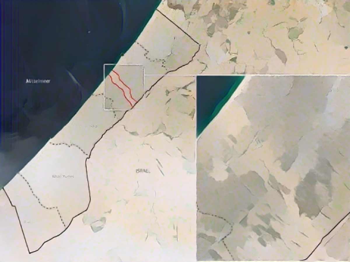 На спутниковом снимке Sentinel-2 европейской космической программы Copernicus от 11 ноября 2023 г. видно, как израильская армия разделяет сектор Газа на две части.