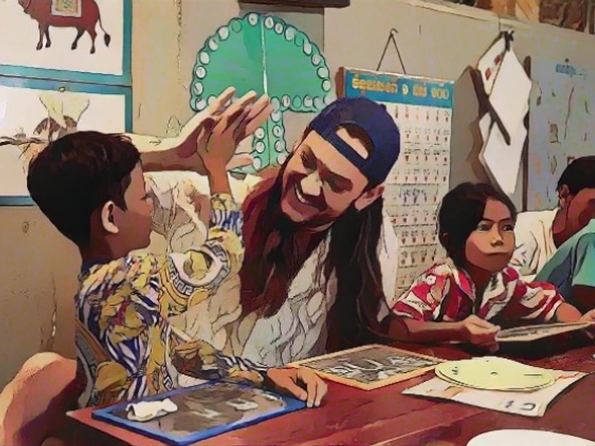 Riccardo Simonetti meets street children in Cambodia.