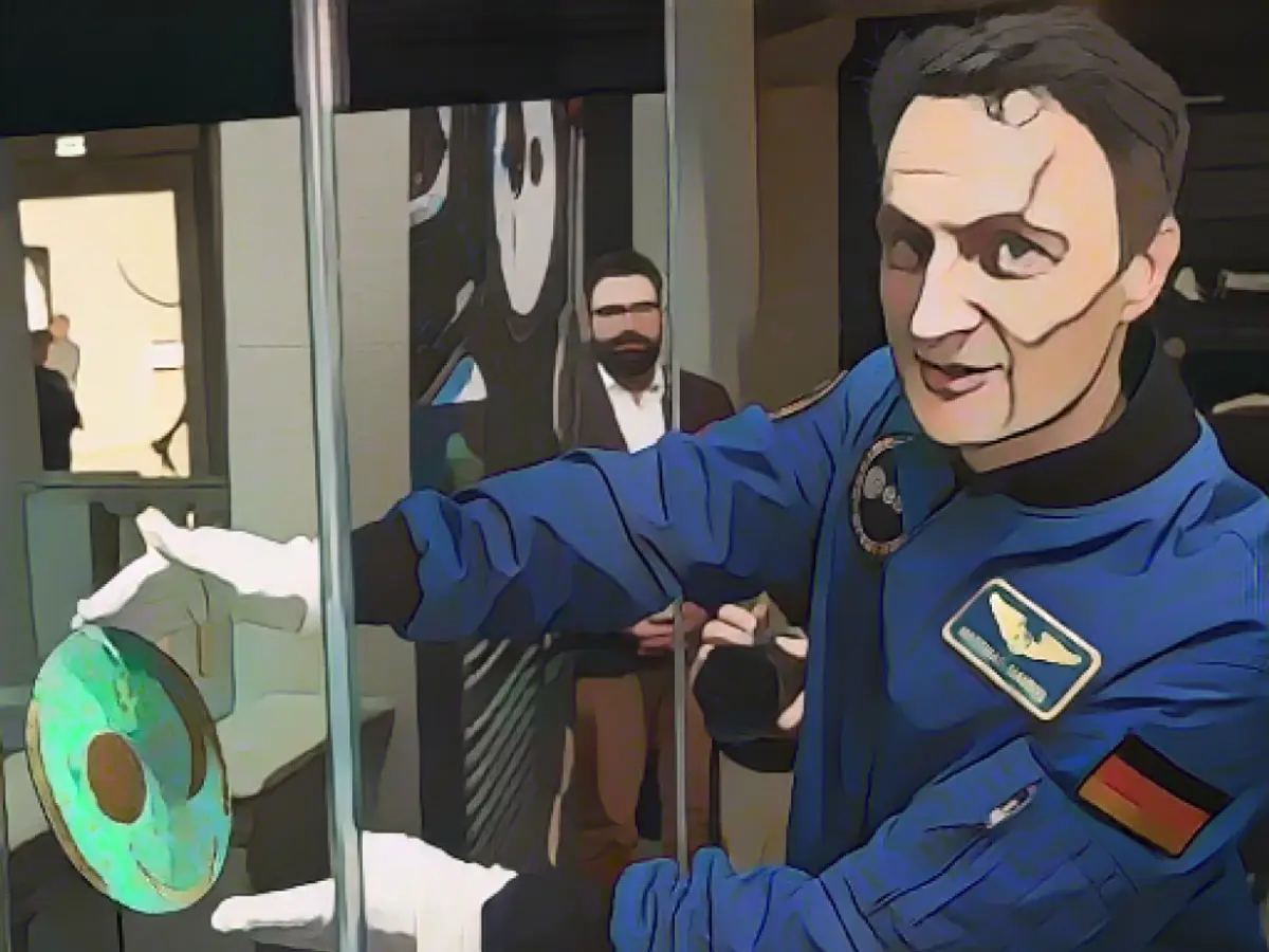 Matthias Maurer, proudly displaying his interstellar gem, will be on exhibit until May 5, 2024