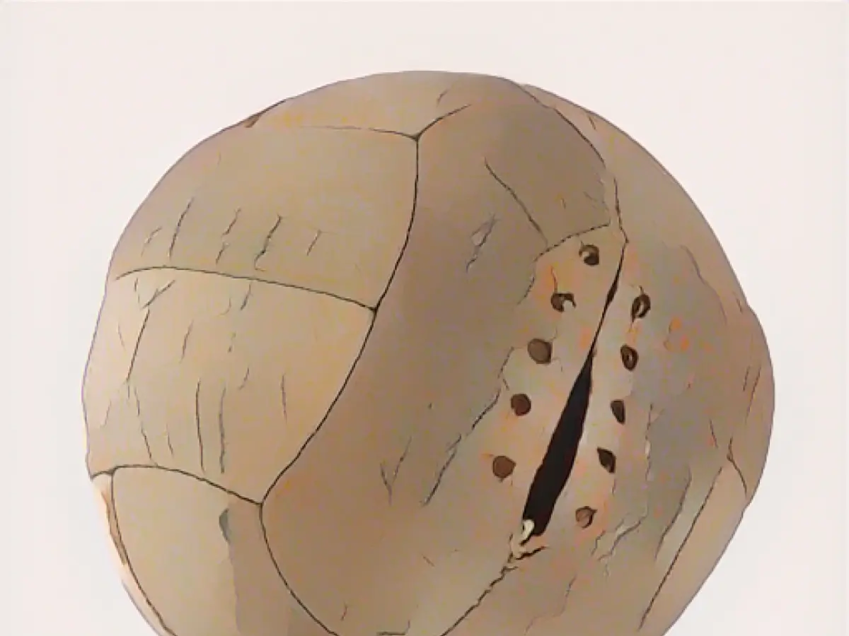 One of the two match balls used in the 1930 World Cup final, supplied by Argentina and used in the first half.