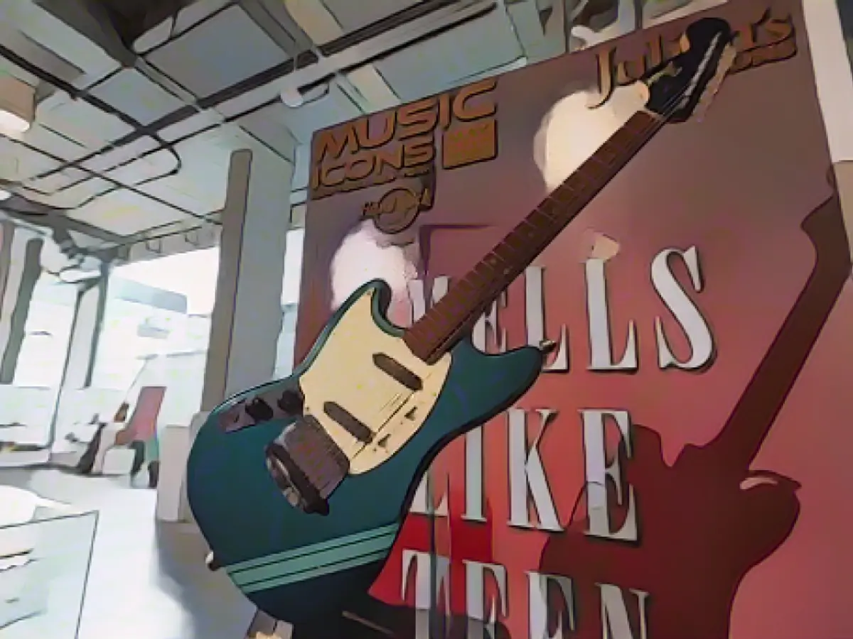 A photo of the guitar shot in Beverly Hills, California.
