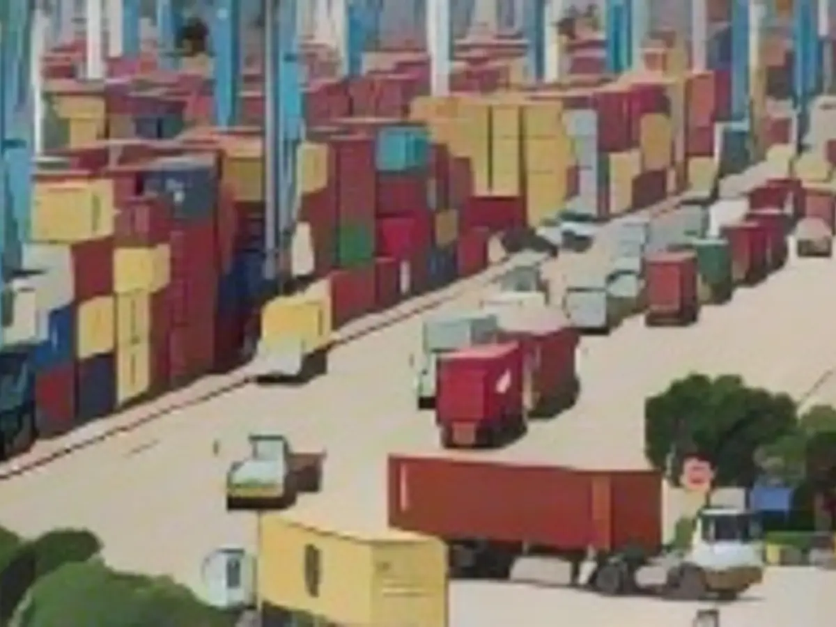 Containers are transported at the port of Ningbo Zhoushan, Ningbo, Zhejiang Province, China, on August 15, 2021