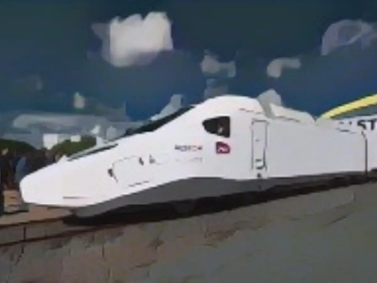 Invitați și jurnaliști participă la prezentarea noului tren de mare viteză de nouă generație TGV 