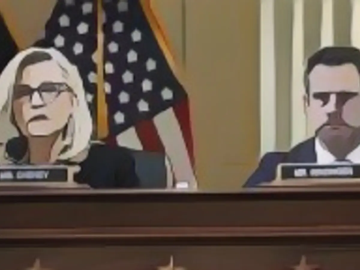WASHINGTON, DC – 1. DEZEMBER: (L-R) Rep. Liz Cheney (R-WY), Vice Chair of the Select Committee Investigating the January 6 Attack, and Rep. Adam Kinzinger (R-IL) listen during a committee meeting on Capitol Hill in Washington, DC, on December 1, 2021. The committee voted unanimously to recommend contempt of Congress charges for former Department of Justice official Jeffrey Clark for disobeying his subpoena by refusing to answer questions and failing to hand over documents to the committee. (Photo by Drew Angler/Getty Images)