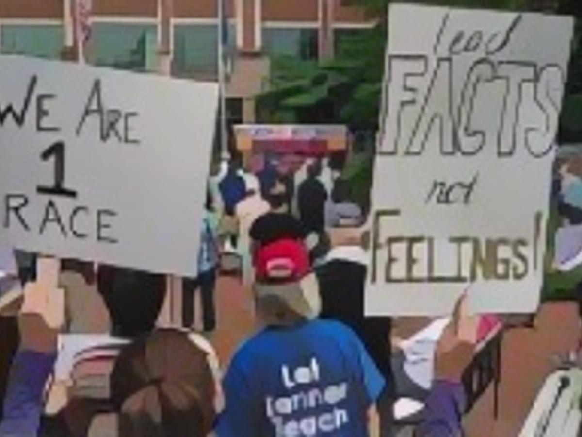 Demonstrators hold signs during a rally against critical race theory in schools at the Loudoun County Government Center in Leesburg, Virginia. The slogan "Are you ready to take back our schools?" echoed as Republican activist Patti Mendez led the crowd, which she described as oppressors. The crowd answered, "Yes!" Several hundred demonstrators gathered near Washington over the weekend to oppose critical race theory in schools. The latest battleground in America's ongoing culture wars, "critical race theory" is a term that emerged from legal studies in the 1970s and focuses on systemic racism rather than individual prejudice. Critics, like Mendez, use it as a catch-all phrase to criticize teachers' efforts to cleanse the curriculum of rascist stereotypes and confront uncomfortable topics in American history, such as slavery and segregation. (Image by Andrew Caballero-Reynolds for AFP from Getty Images)