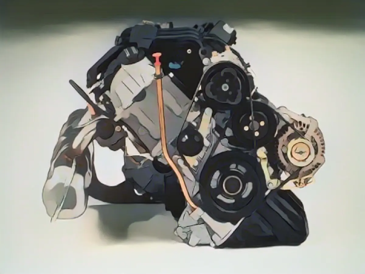 Motor compacto de tres cilindros de un Smart de 1998.