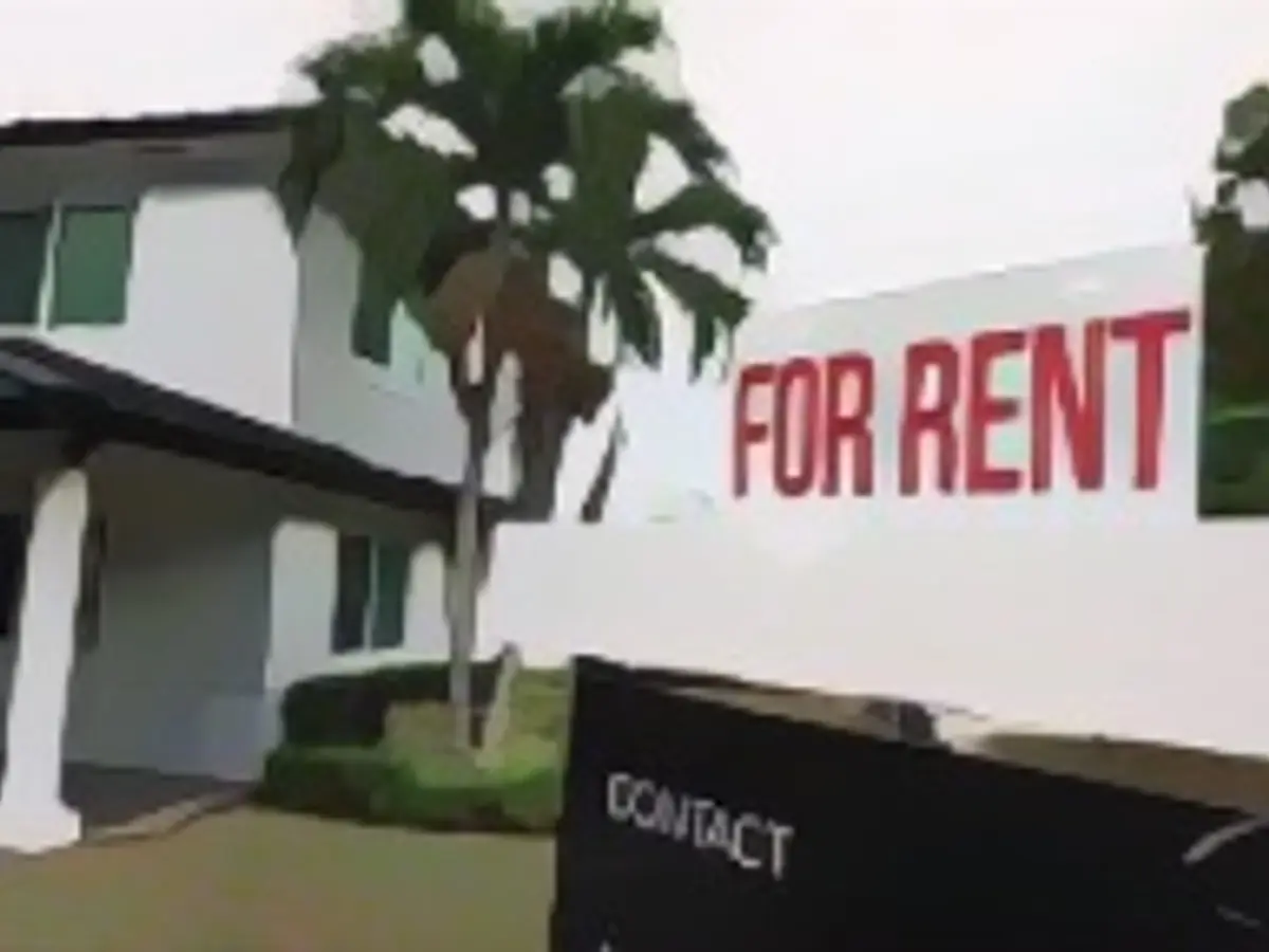 MIAMI, FLORIDA – 12. DECEMBER: A "for rent" sign is posted in front of a home on December 12, 2023, in Miami, Florida. According to AAA, the national average for unleaded gas was $3.14 per gallon on December 12, which contributed to slowing the growth of the Consumer Price Index. However, housing costs remain high, causing the overall index to increase 0.1% from October to November.