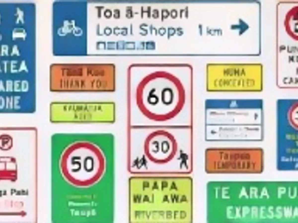 Panneaux de signalisation bilingues proposés par le gouvernement néo-zélandais