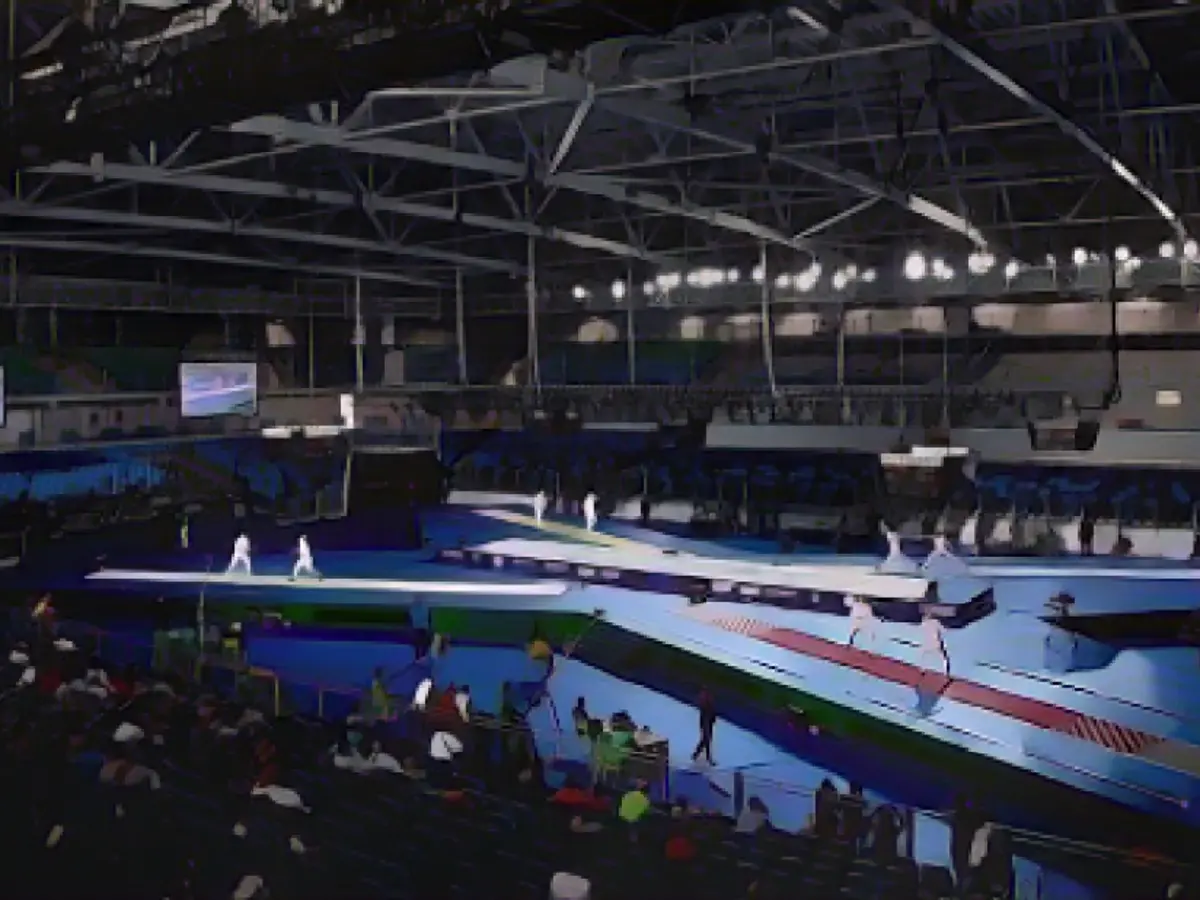 Dentro da Arena Carioca 3, no Parque Olímpico do Rio de Janeiro, onde serão realizadas as competições de esgrima e taekwondo.