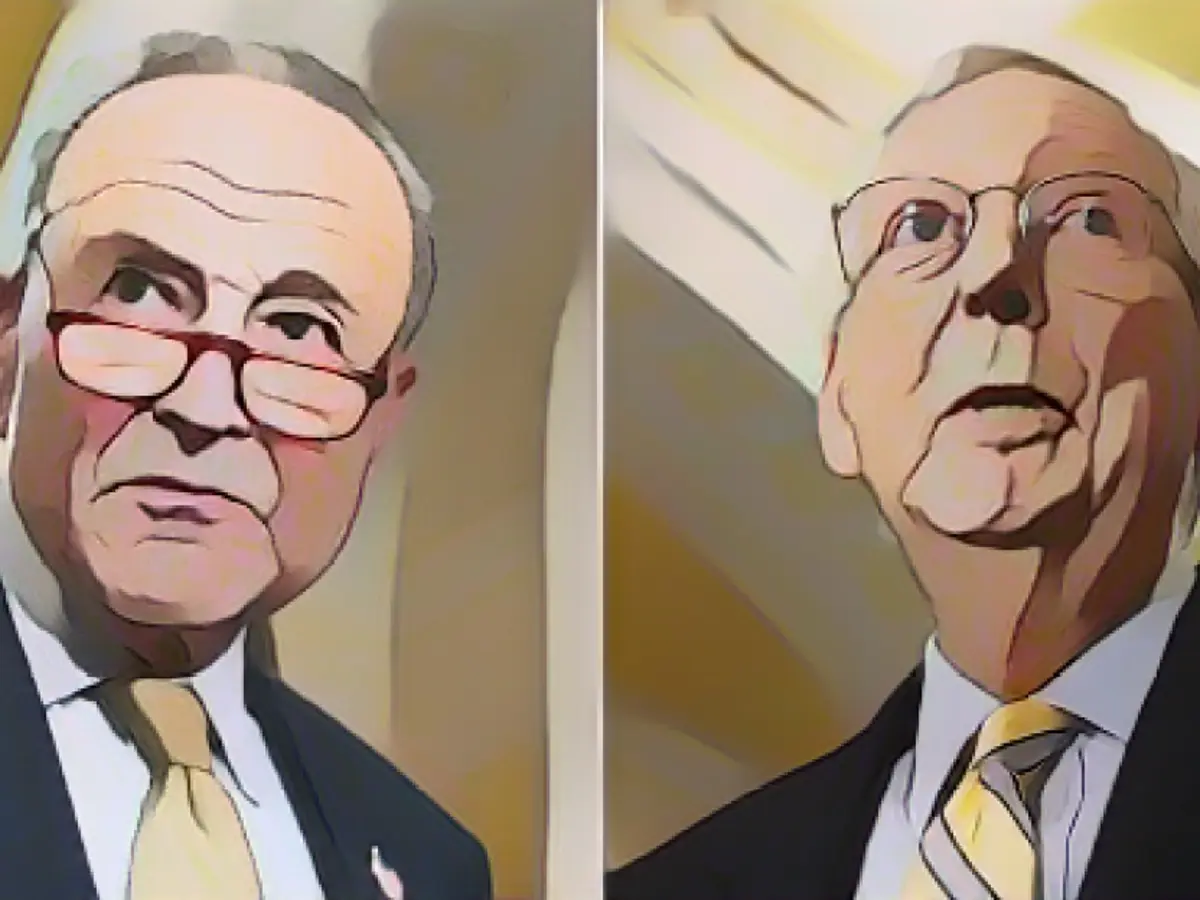 Soldan, Senato Çoğunluk Lideri Charles Schumer ve Senato Azınlık Lideri Mitch McConnell.