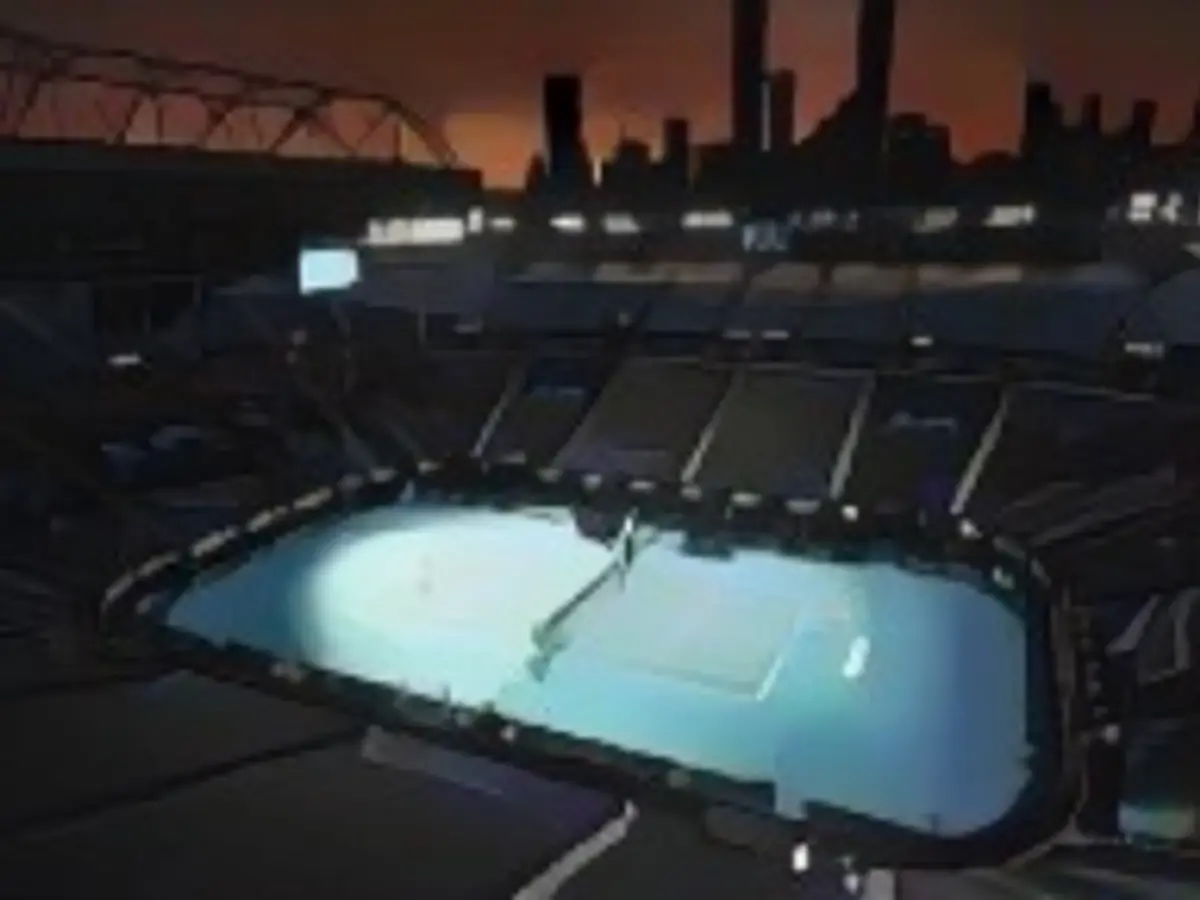 MELBOURNE, AUSTRÁLIA - 17 DE FEVEREIRO: Vista geral da Rod Laver Arena enquanto Rafael Nadal, de Espanha, compete contra Stefanos Tsitsipas, da Grécia, no jogo dos quartos de final de singulares masculinos, durante o 10.º dia do Open da Austrália de 2021, em Melbourne Park, a 17 de fevereiro de 2021, em Melbourne, Austrália. (Foto de Matt King/Getty Images)