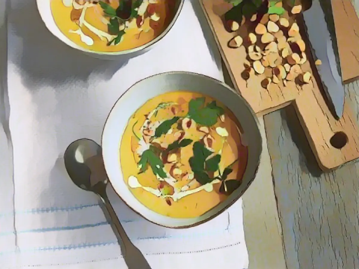 Кремовый суп из сельдерея приобретает праздничный характер благодаря обжаренным лесным орехам.