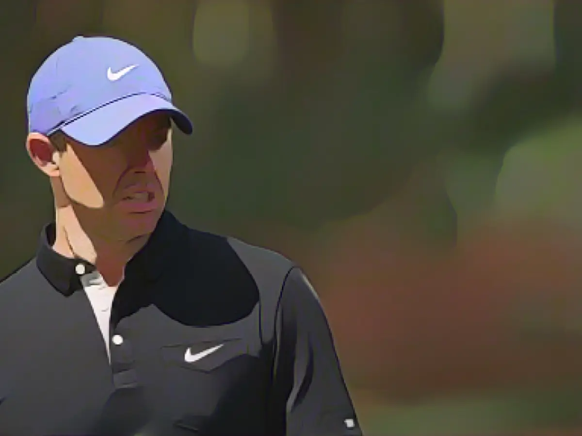 McIlroy reagiert auf dem siebten Grün während der ersten Runde des Masters.