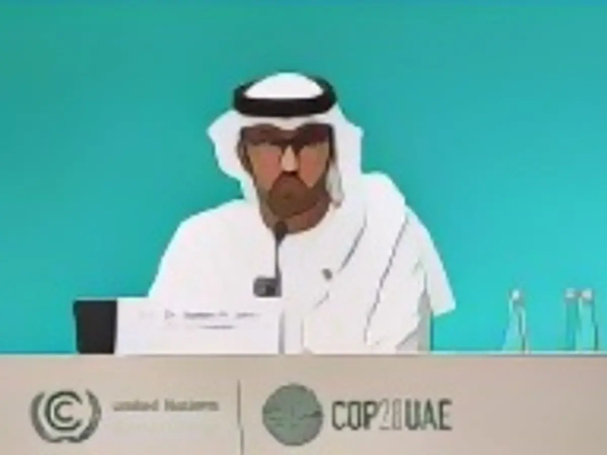 Sultan Ahmed Al Jaber, Minister für Industrie und Spitzentechnologie der Vereinigten Arabischen Emirate und Vorsitzender der COP28, spricht während einer Pressekonferenz auf der Klimakonferenz der Vereinten Nationen (COP28) in Dubai, Vereinigte Arabische Emirate, am 4. Dezember 2023. REUTERS/Thaier Al-Sudani