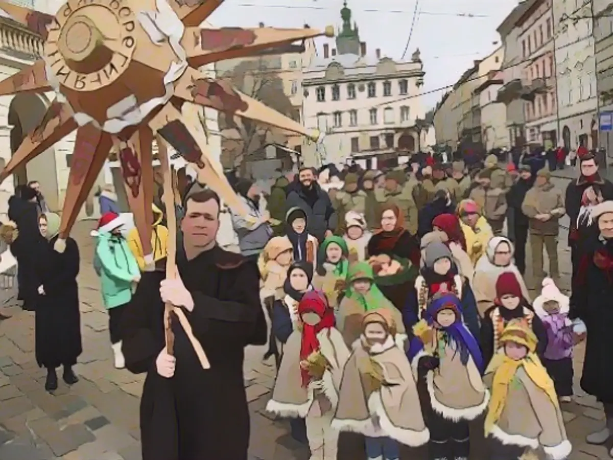 Solemn procession on Christmas Eve in Lviv.