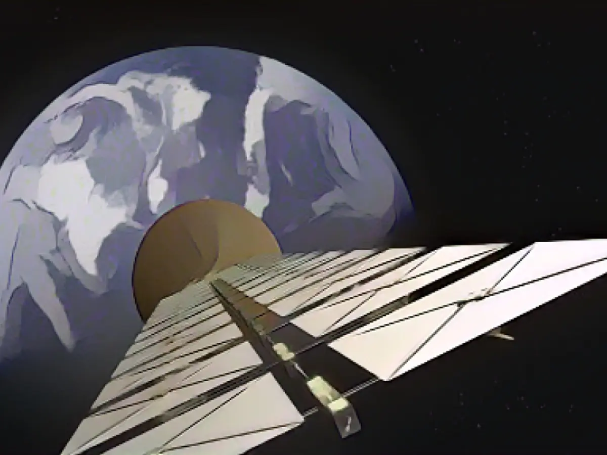 Bir sanatçının güneş enerjisi uydusunun neye benzeyebileceğine dair izlenimi