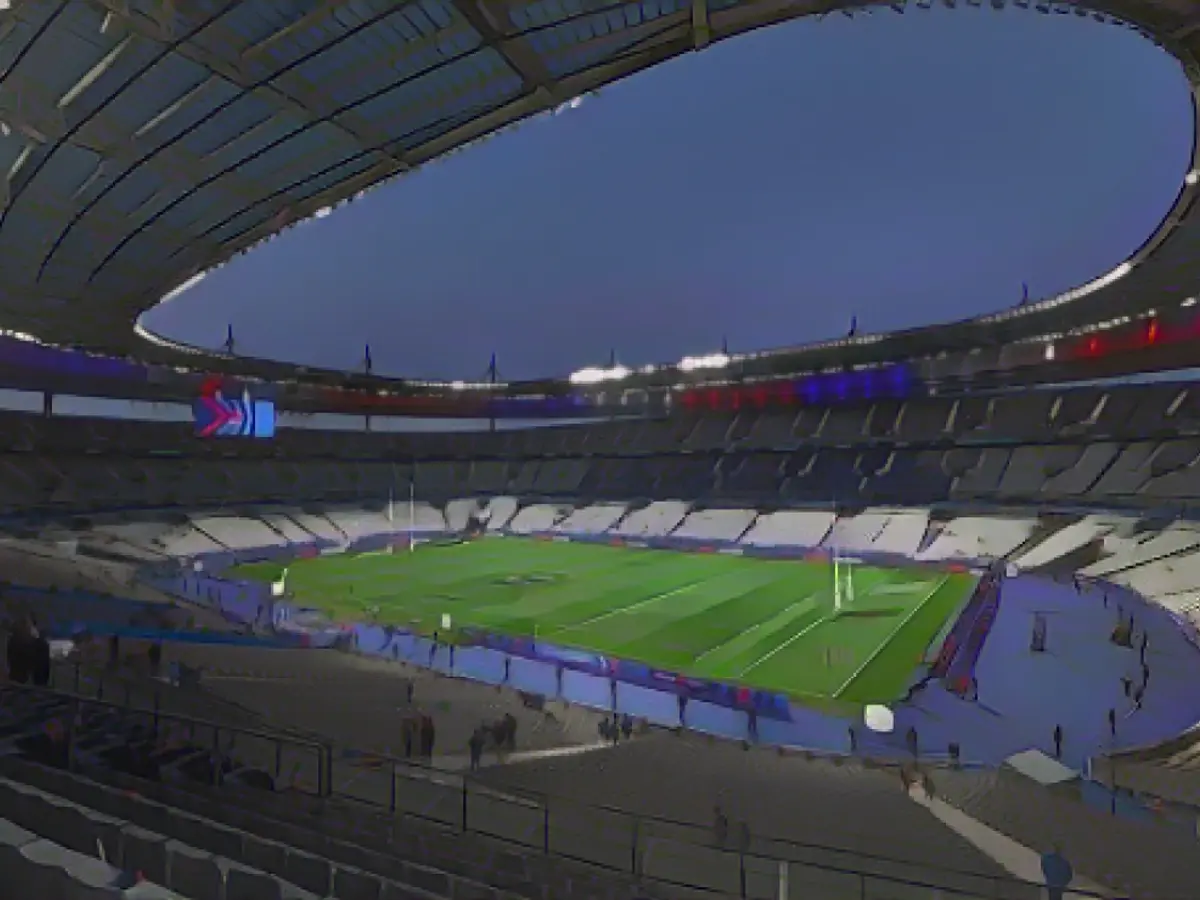 Fransa ve İngiltere arasında oynanacak Altı Ulus maçı öncesinde Stade De France'dan bir görünüm.