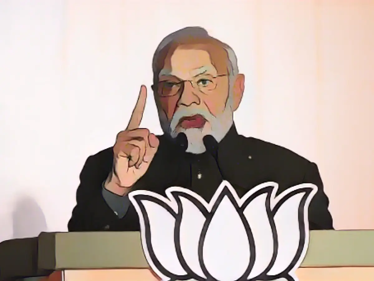 Narendra Modi, premier ministre indien, s'exprime au siège du Bhartiya Janata Party (BJP) à New Delhi, en Inde, le dimanche 3 décembre 2023.