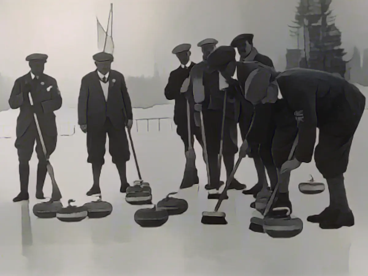 L'équipe britannique de curling lors des Jeux olympiques d'hiver de 1924 à Chamonix, en France.