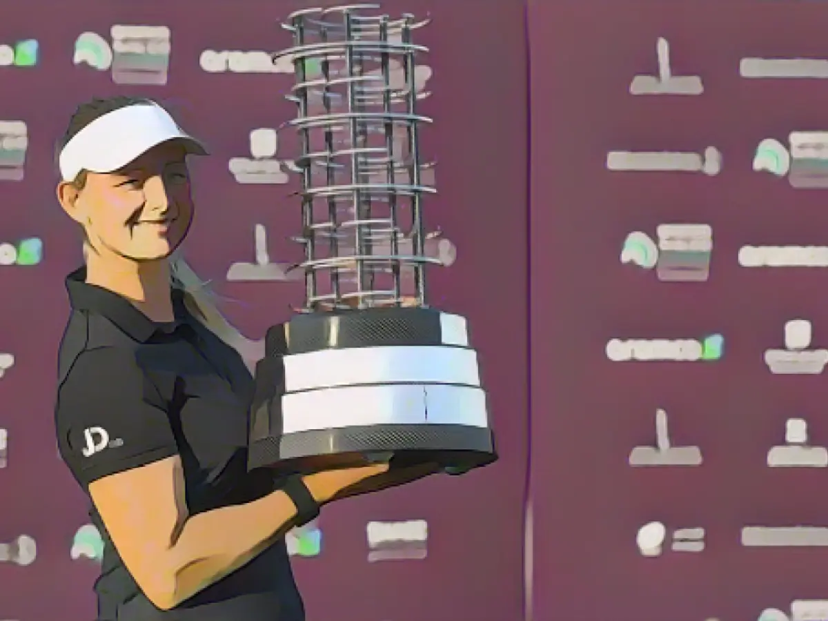 Pedersen célèbre avec le trophée après avoir remporté le Saudi Ladies International 2020.