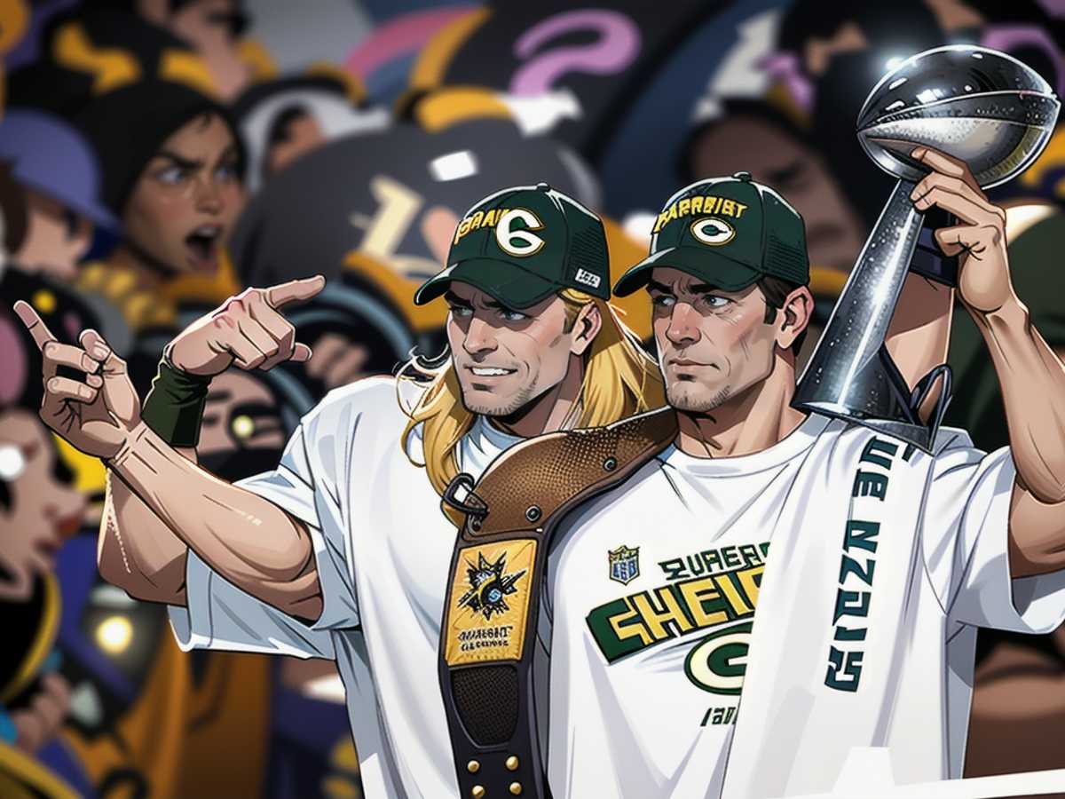 Rodgers und Clay Matthews feiern nach dem 31:25-Sieg der Packers über die Pittsburgh Steelers im Super Bowl XLV 2011.