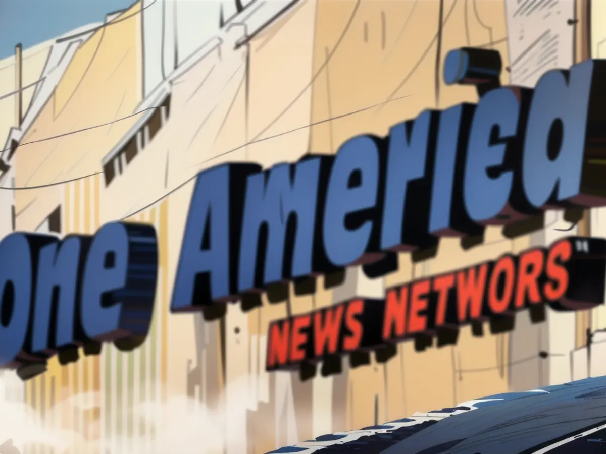 SAN DIEGO, KALIFORNIEN - 2. FEBRUAR: Das Logo des One America News Network wird am 2. Februar 2024 in San Diego, Kalifornien, am Hauptsitz des One America News Network gezeigt. (Foto: Kevin Carter/Getty Images)