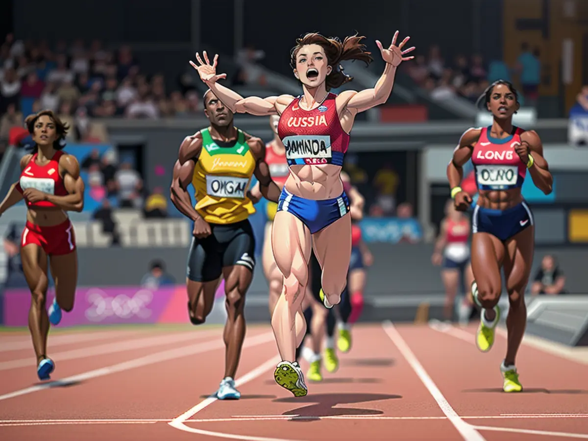 Sawinowa feiert ihren Goldgewinn bei den Olympischen Spielen in London, ein Titel, der ihr später aberkannt wurde.