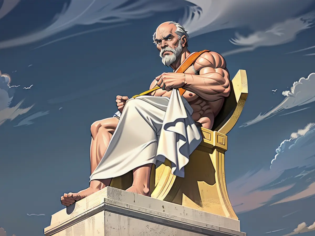 Eine Statue des antiken griechischen Philosophen Platon in Athen, Griechenland.