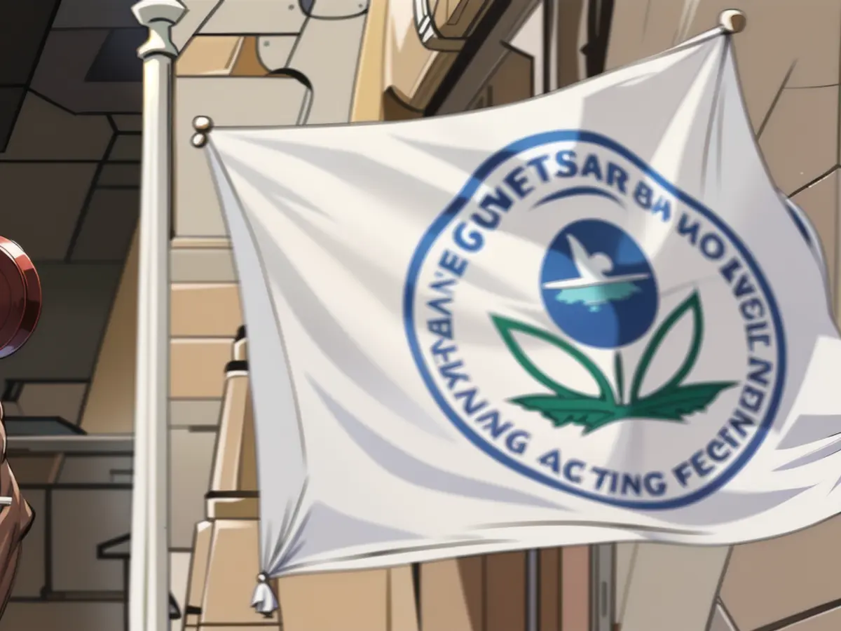 UNITED STATES - JANUARY 1: A flag with the EPA logo flies in front of the Environmental Protection Agency on Tuesday, Jan. 1, 2019. (Photo By Bill Clark/CQ Roll Call)