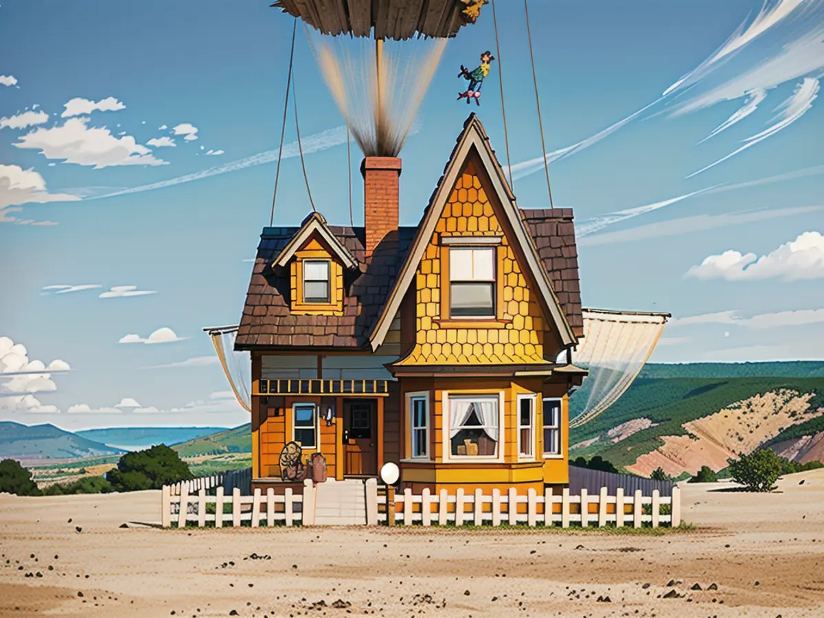 An actual photo of the Airbnb house recreated to look like the home in the Disney/Pixar movie 