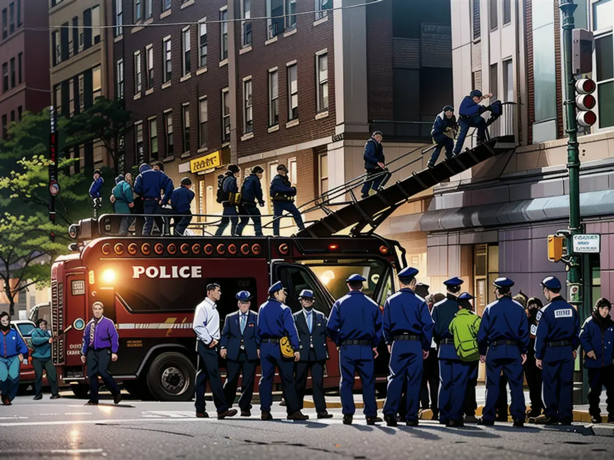 NYPD officers in riot gear break into a building at Columbia University, where pro-Palestinian students are barricaded inside a building and have set up an encampment, in New York City on April 30, 2024.