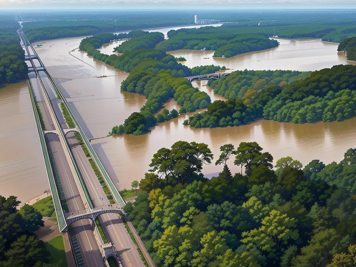 Die Brücke über den Lake Houston am West Lake Houston Parkway von Kingwood nach Atascocita wurde am Samstag in Kingwood, Texas, wegen Hochwassers gesperrt.