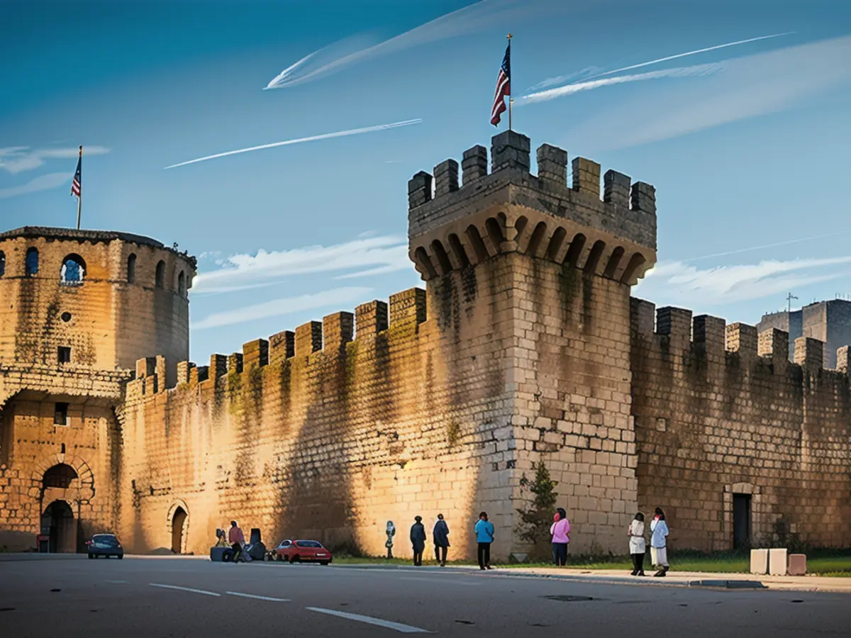 Trogir's walled town sits on an island sandwiched between two other stretches of land.