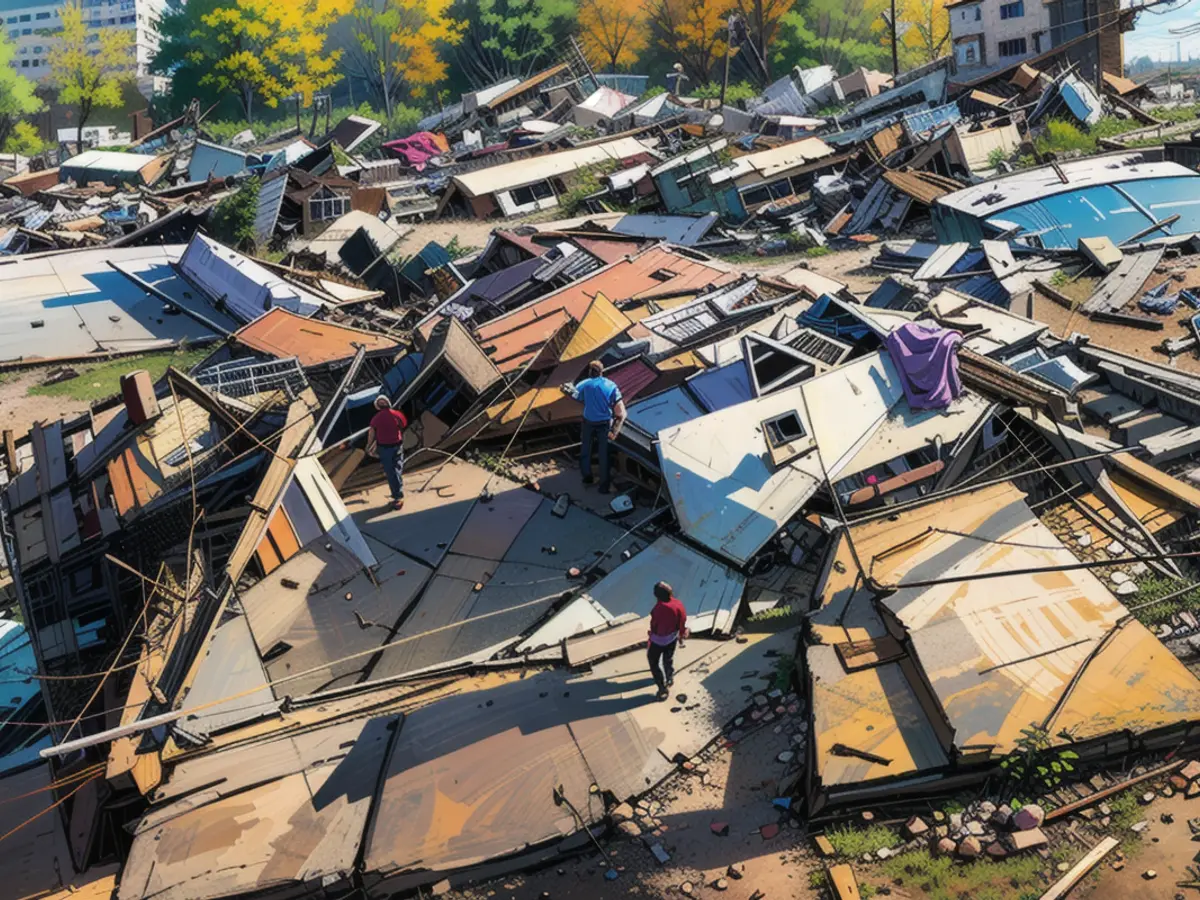 Tornado damage is seen in Barnsdall, Oklahoma, on May 7, 2024.