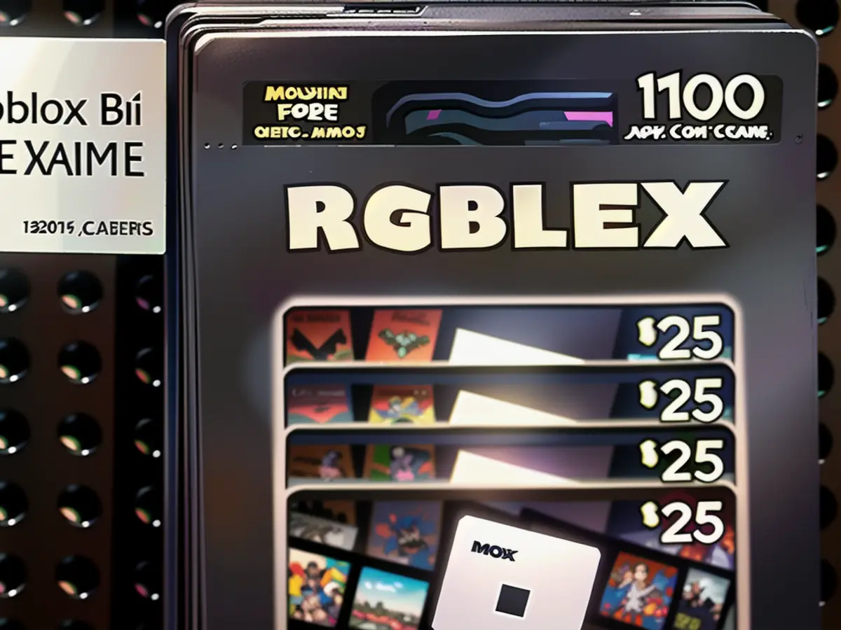 Gaming Center gift card display at Costco store featuring Roblox gift cards.