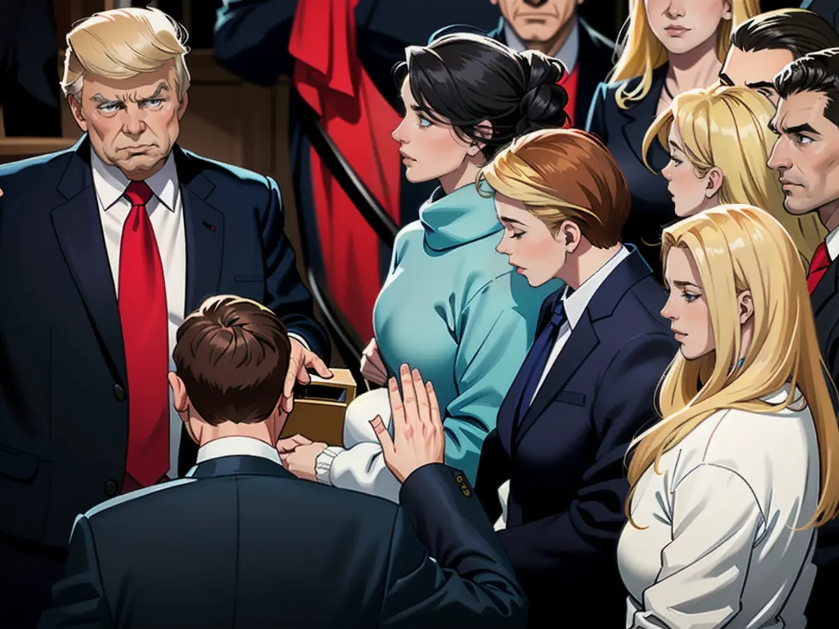 A tomada de posse de Donald Trump como Presidente dos EUA em 20 de janeiro de 2017: Barron, na altura com dez anos, entre a mãe Melania (centro) e os meios-irmãos Ivanka, Eric e Tiffany