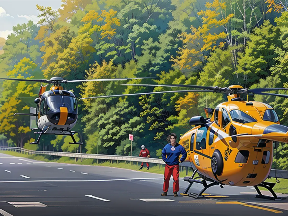 Two rescue helicopters were deployed at the scene of the accident