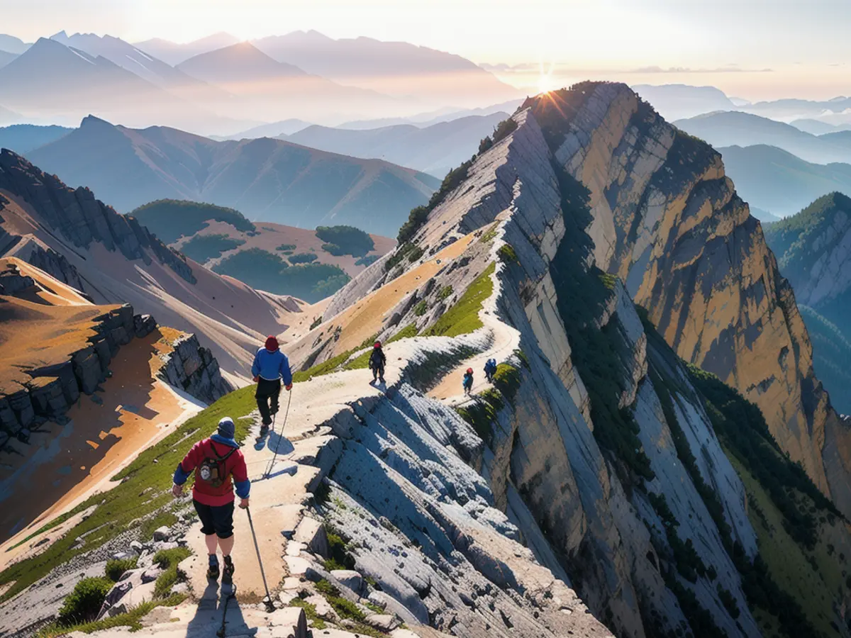 Bergsteiger beim Klettern auf dem Berg Triglav, Slowenien.