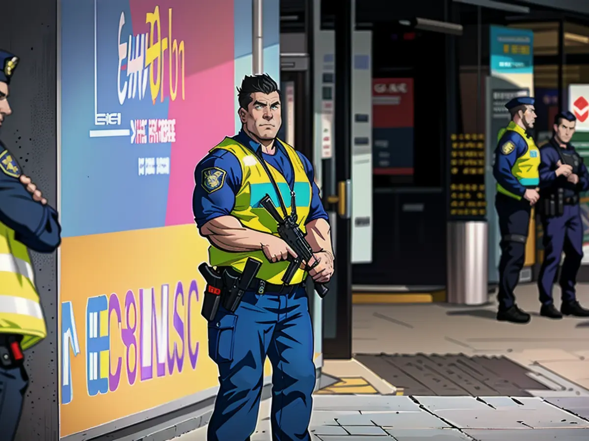 La police suédoise armée s'est positionnée devant l'arène de l'ESC à Malmö.