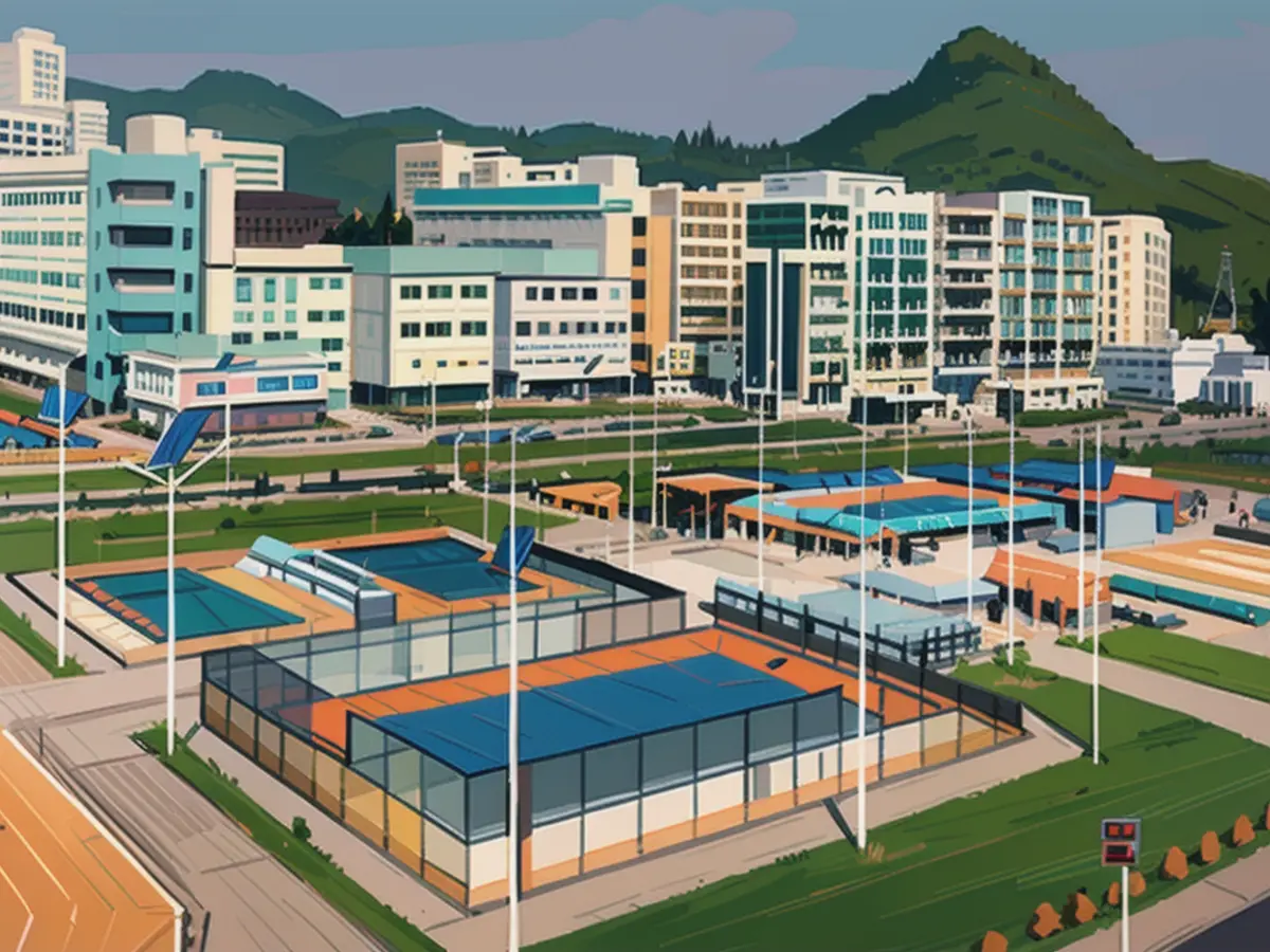 According to North Korean planning documents, this is what Kim's secret nuclear city looks like from the inside. There are no real pictures. The Chongryong Mountains can be seen in the background