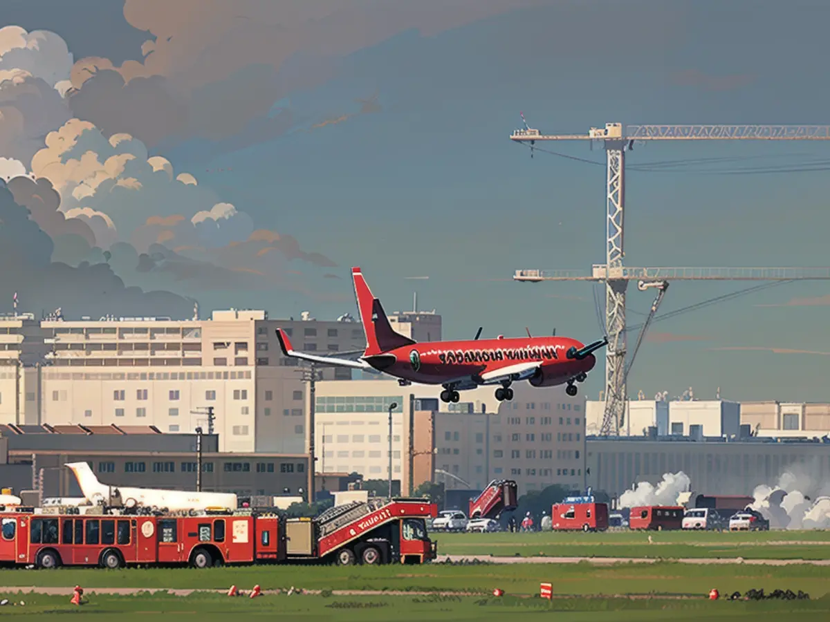 The fire department positioned itself on the runway so that it could intervene in an emergency