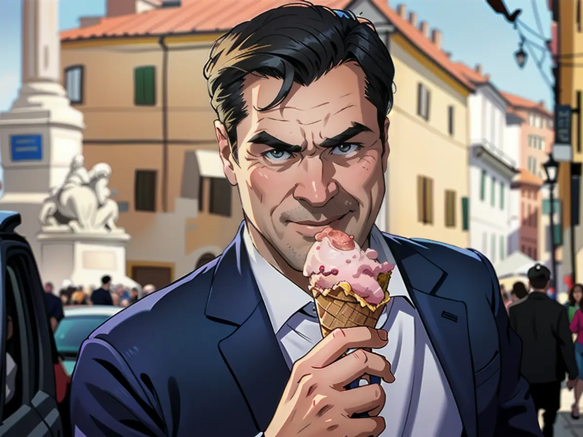 Söder treated himself to a strawberry ice cream while walking through Rome