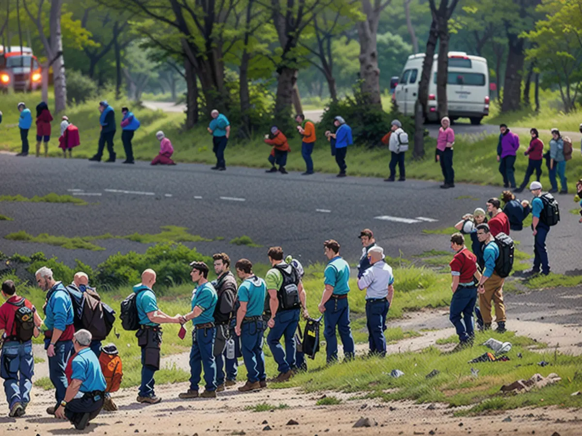 Mais de 800 ajudantes formaram uma cadeia humana na procura de Arian