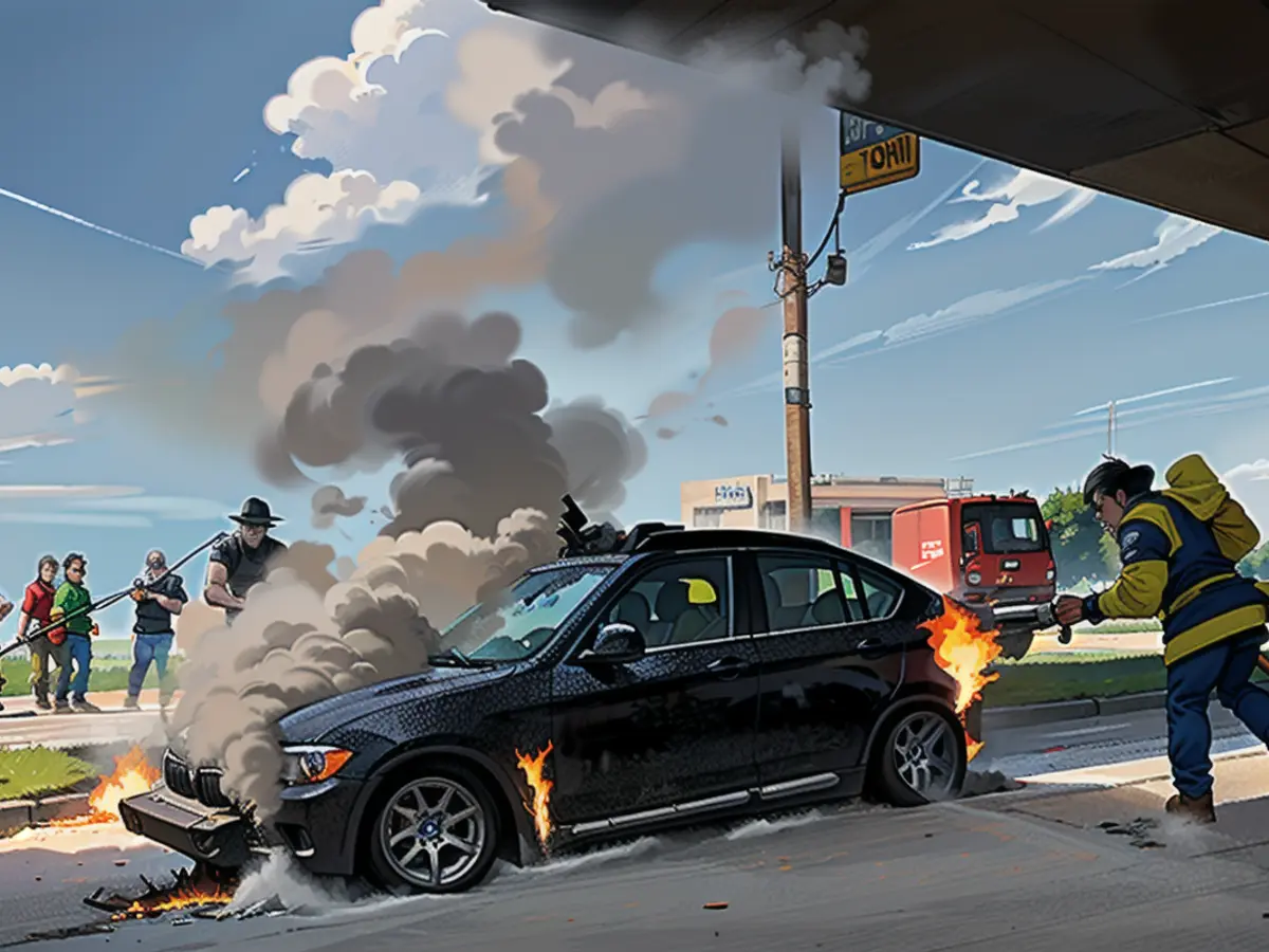 La BMW X3 a pris feu, vraisemblablement en raison d'un défaut technique.