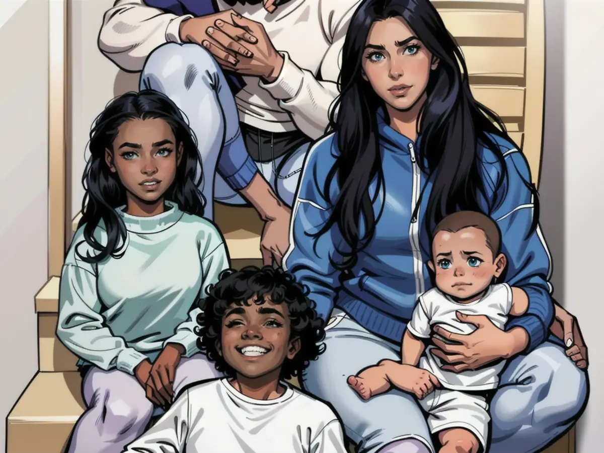 Kim Kardashian has four children with her ex-husband Kanye West: North (left), Saint (front), Chicago (far back) and Psalm (right)